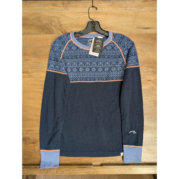 Merino Tech Top Womens Small Blue Plain Superfine Merino Wool Base Layer NWT - Picture 1 of 4